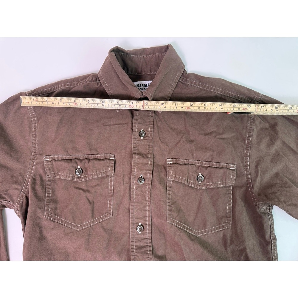 Wrangler Jeans Co Western Shirt Small Brown Snap Front Cowboy Ranch Workwear - Picture 7 of 11